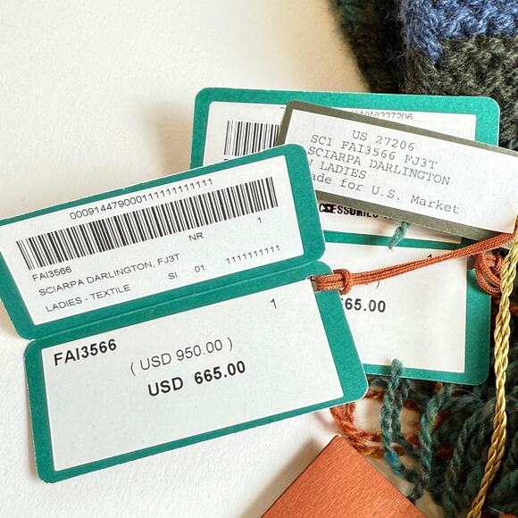 NWT Loro Piana Cashmere Scarf Sciapra Darlington Multicolored Stripe Knit - Picture 9 of 9